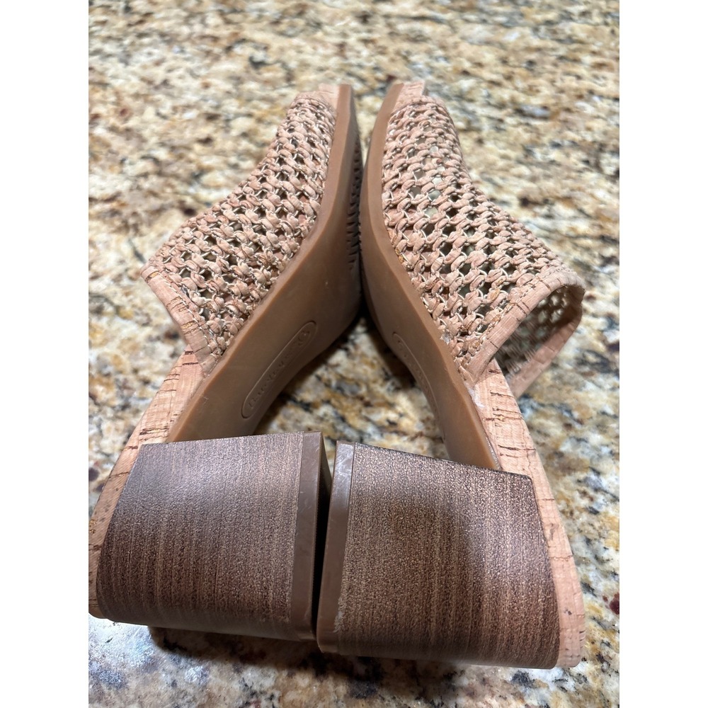 Baretraps Posture Plus+ Tan Woven Block Heel Square Toe Slide Sandals Womens - Picture 5 of 8